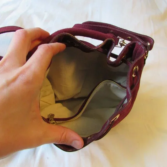 Ann Taylor Suede Burgundy Shoulder Bag - Picture 3 of 8